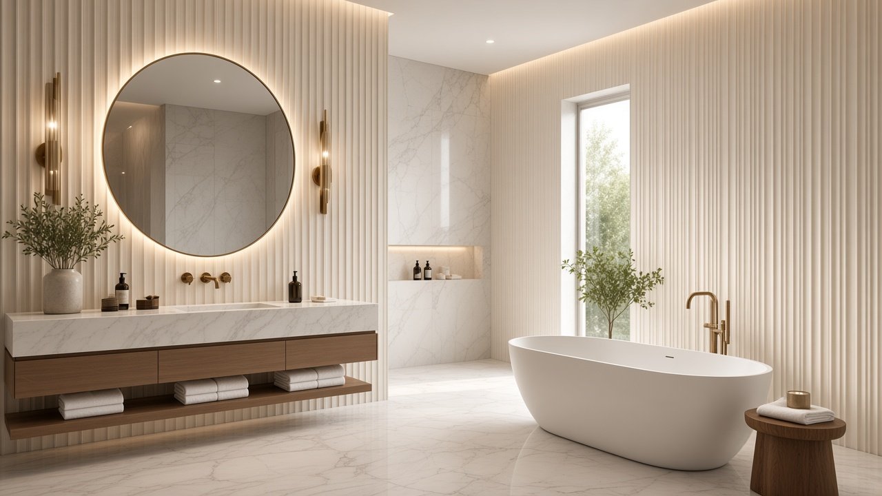 Luxury bathroom finished with Crysla AASA matte sheets