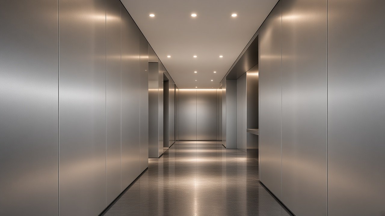 Satin grey APS laminate hallway