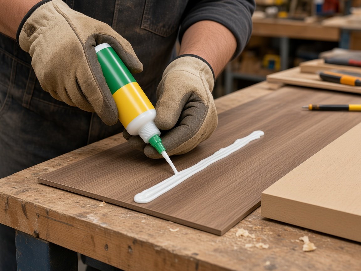 Applying adhesive to a laminate sheet