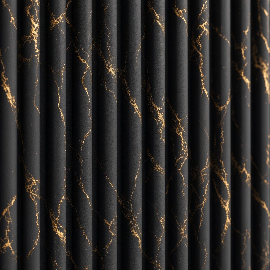 Close-up of black and gold louver texture