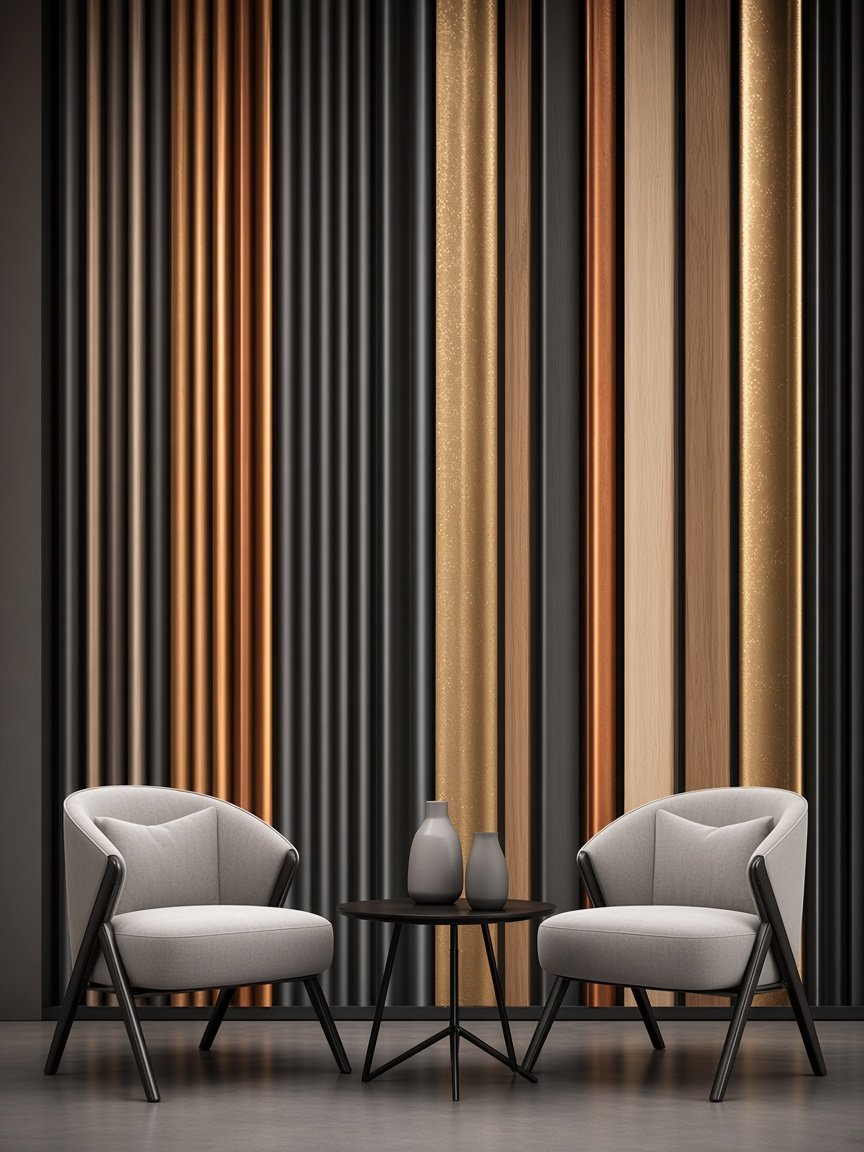 Crysty Decor charcoal louvers in a living corner