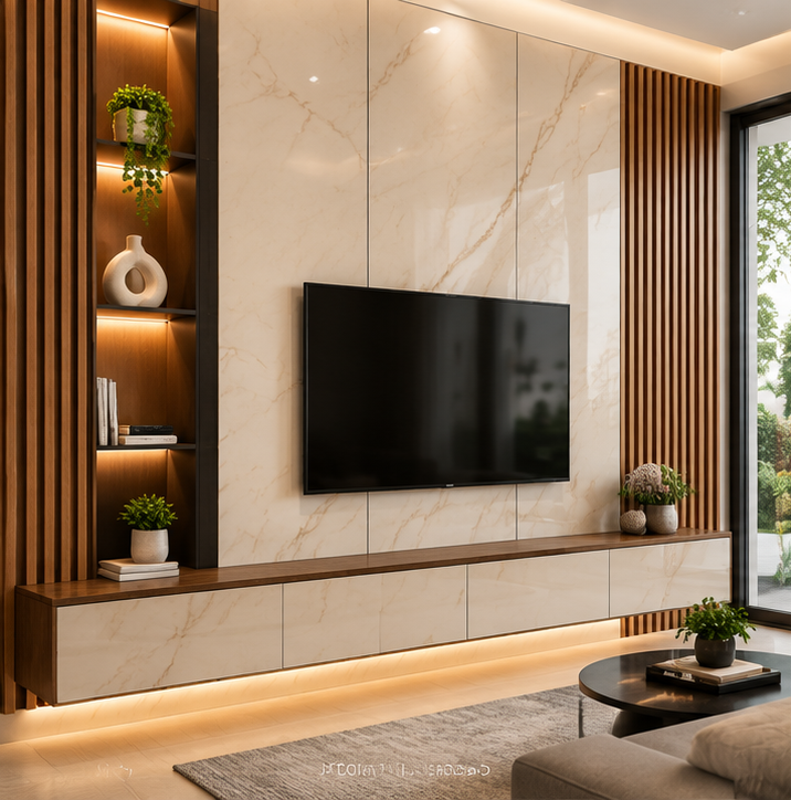 PVC Mica living room wall panelling