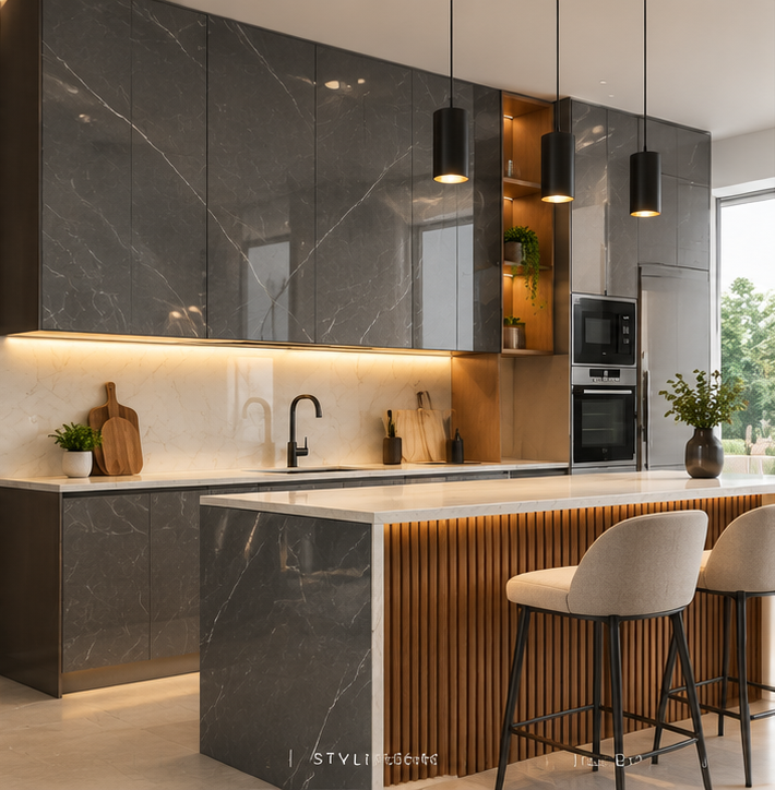 PVC Mica kitchen cabinets and counters