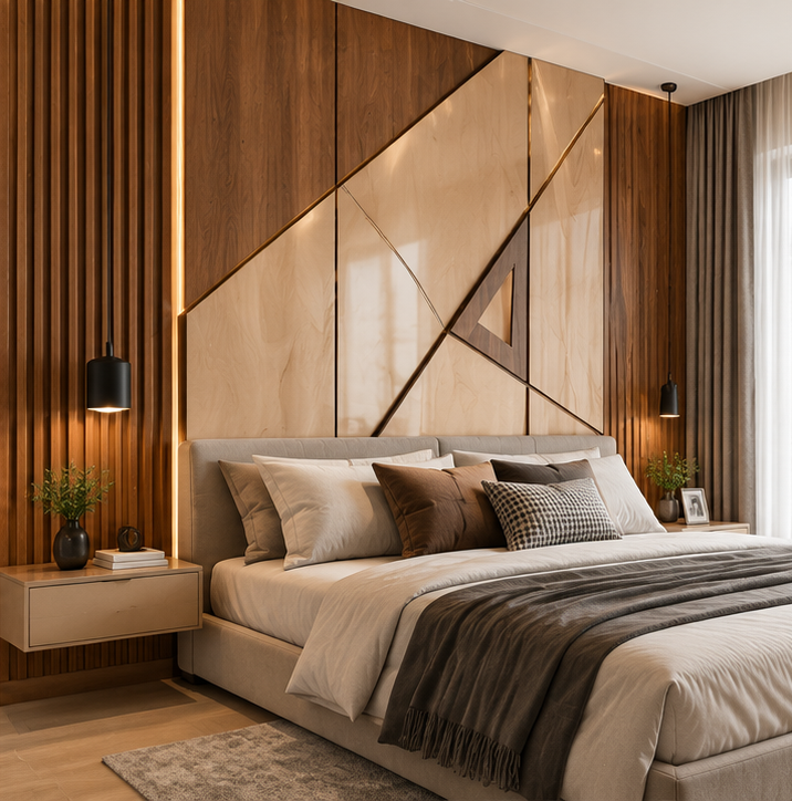 PVC Mica bedroom feature wall